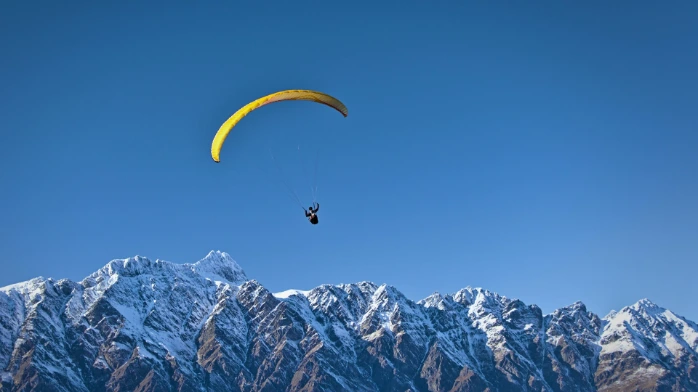 Paragliding over Pokhara city .